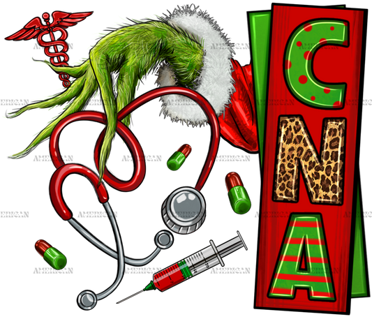 Grinch Hand CNA Nurse DTF Transfer