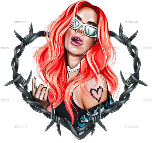 Karol G Bichota And Heart Red Dtf Transfer