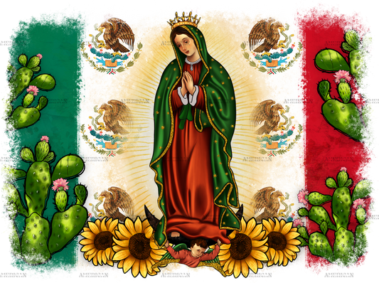 Mexican Flag Our Lady Of Guadalupe Dtf Transfer