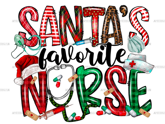 Santas Favorite Nurse DTF Transfer