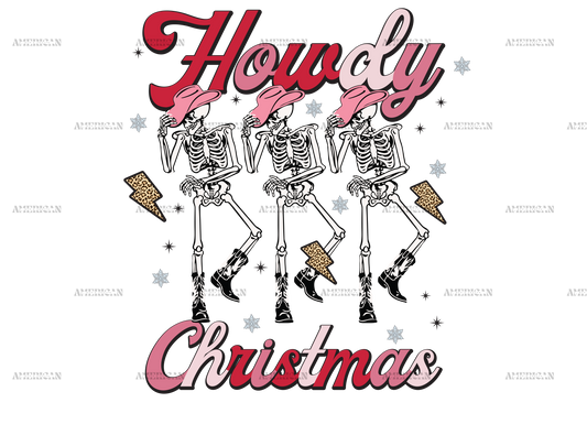 Skeleton Howdy Christmas DTF Transfer
