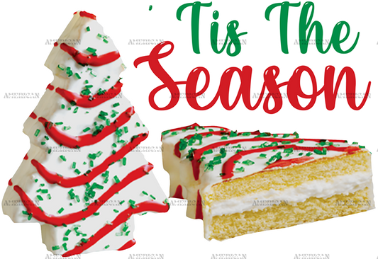 Tis The Season Christmas Tree Cake DTF Transfer
