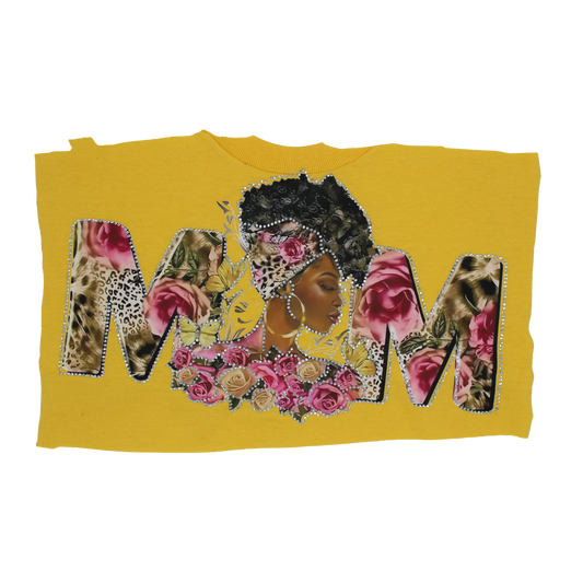 Floral Queen MOM Rhinestone DTF Transfer