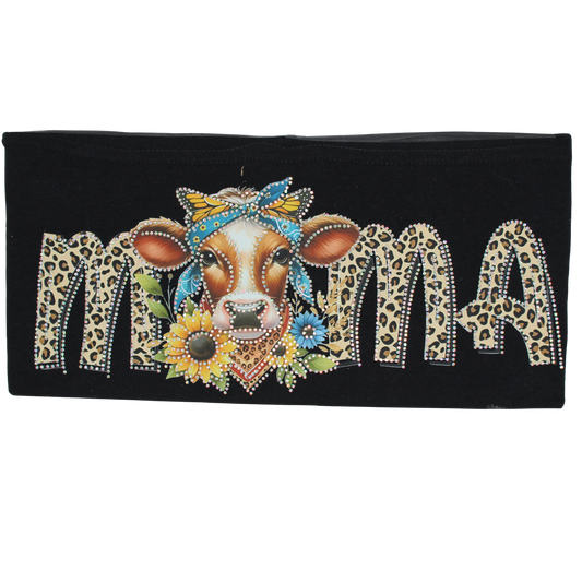Bandana Cow Mama Sunflower Rhinestone DTF Transfer