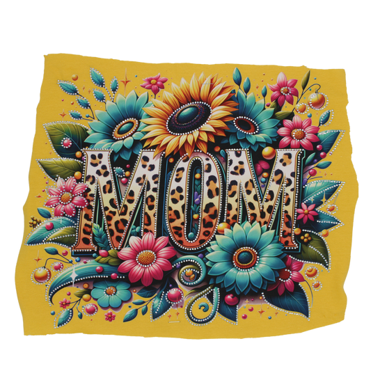 Leopard Floral MOM Rhinestone DTF Transfer
