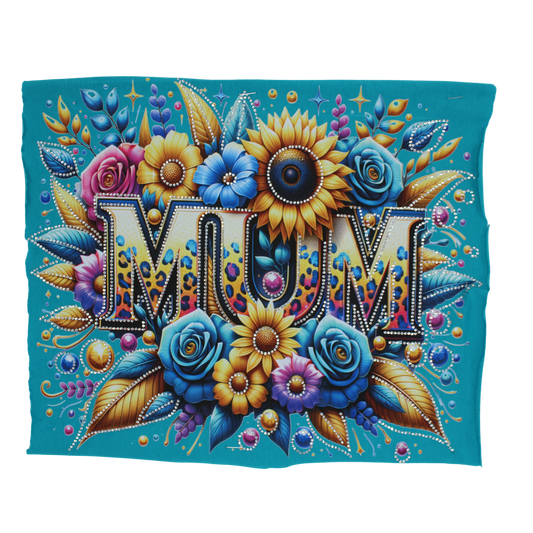 Leopard Floral MUM Rhinestone DTF Transfer