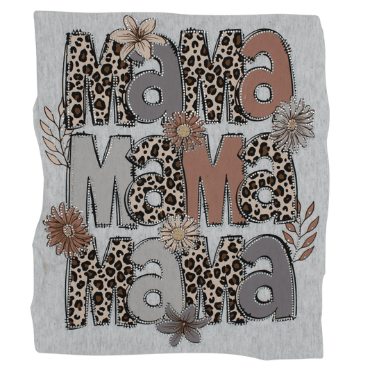 Leopard Stacked Mama Rhinestone DTF Transfer