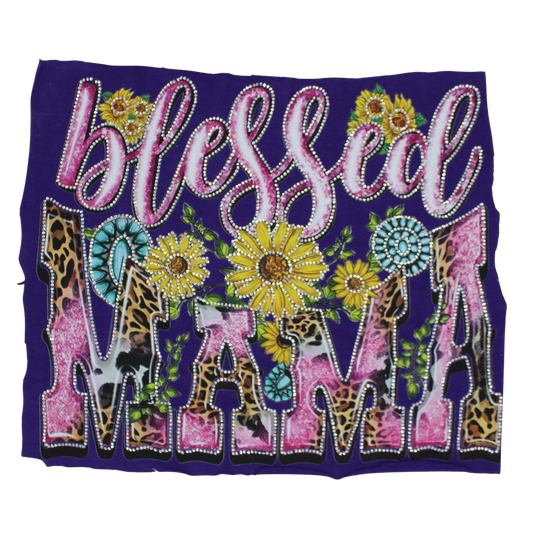 Blessed Mama Sunflower Rhinestone DTF Transfer