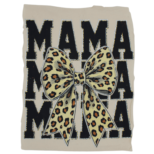 Stacked MAMA with Bow Rhinestone DTF transfer