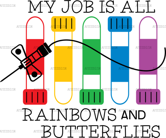 Phlebotomy Rainbows And Butterflies DTF Transfer